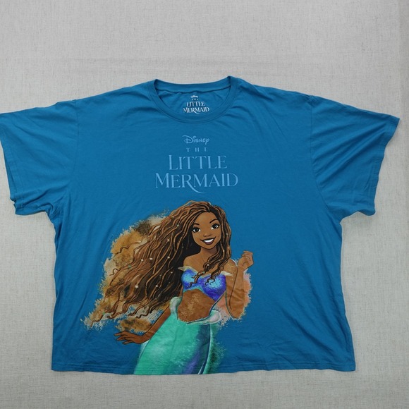Disney The Little Mermaid Shirt Womens 3XL Blue Ariel Graphic Tee Plus Size - Picture 1 of 12